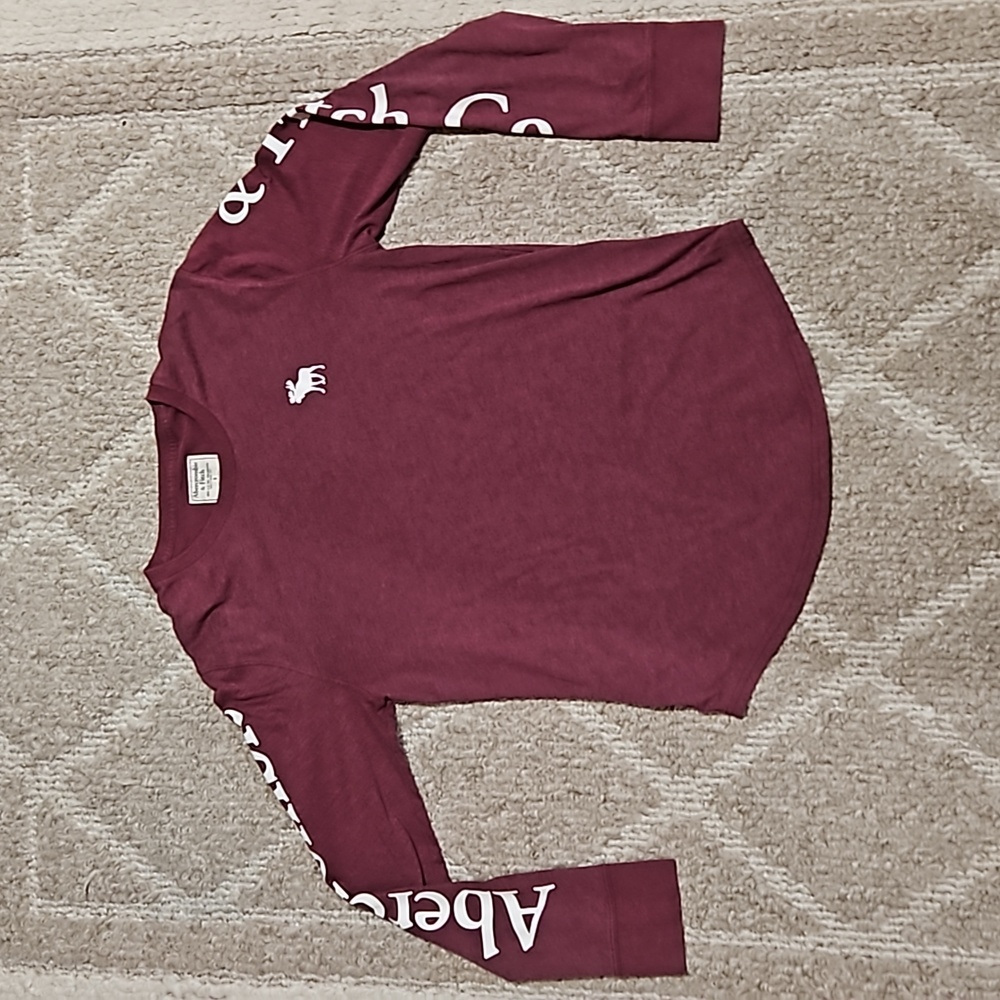Abercrombie & Fitch Logo Long-sleeve Woman's Shirt | Burgundy - Picture 3 of 10